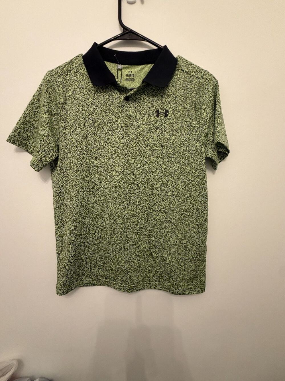 Under Armour Boys Loose Fit Printed Polo Green/Black YL